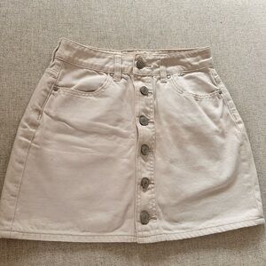PacSun Cream Button-Up Mini Skirt